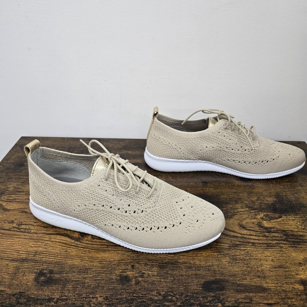 NEW Cole Haan 2 Zerogrand Stitchlite Wingtip Oxford Shoes 10 B Rye White Sole - Picture 4 of 10